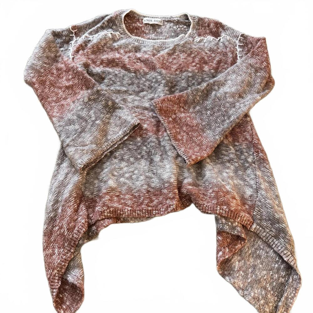 KNOX ROSE Wms M Boho Brown/Copper Ombre Long Sides Bell Sleeve sweater